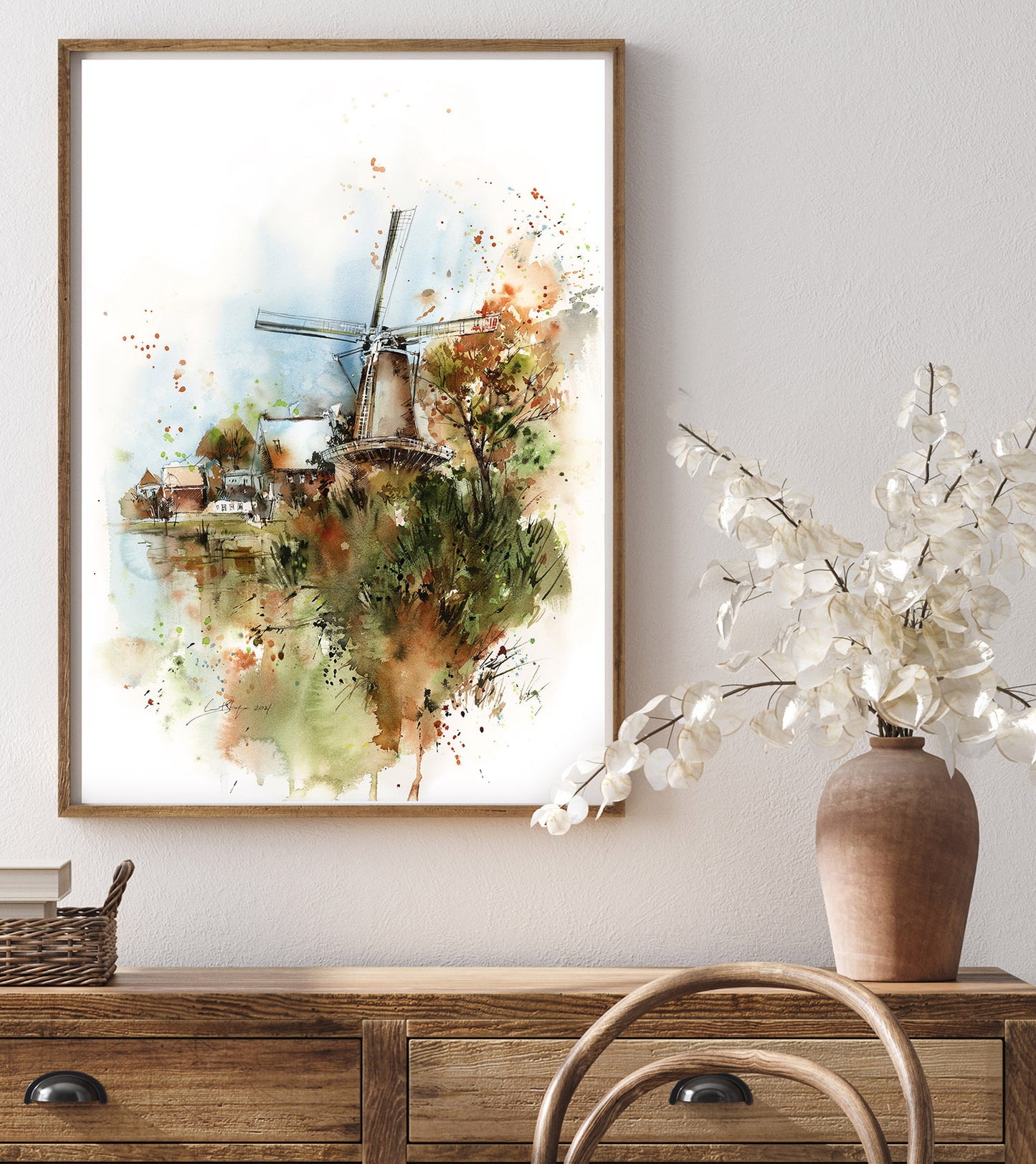 Windmill Autumnal Landscape