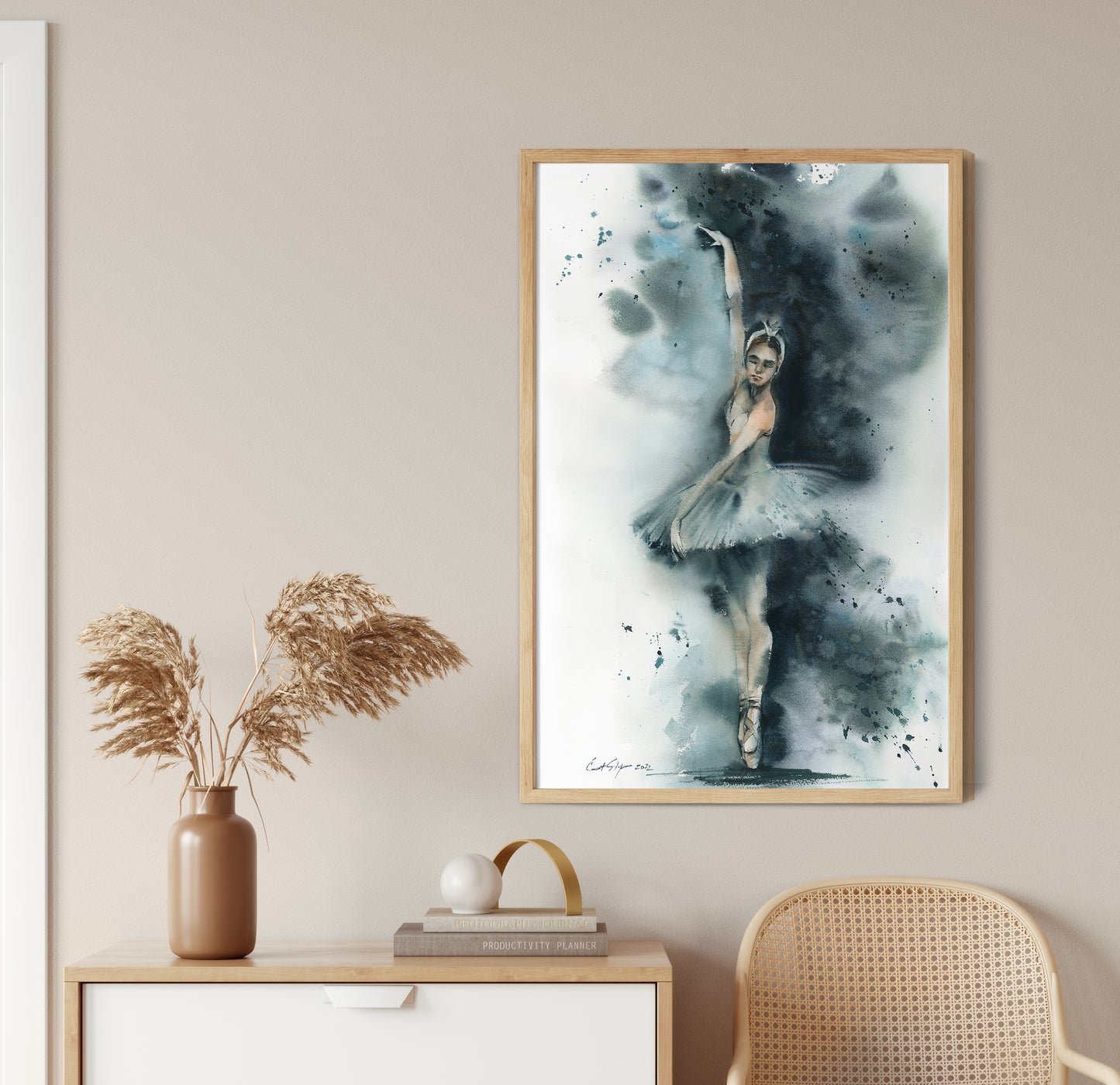 Odette Swan Lake Ballerina Watercolor Painting