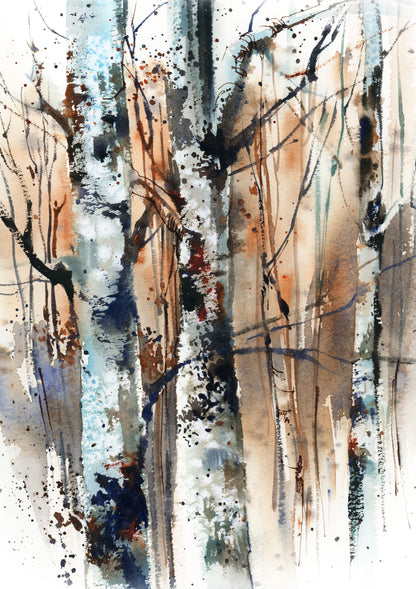 Birch Trees Forest 3 Fine Art Prints Set