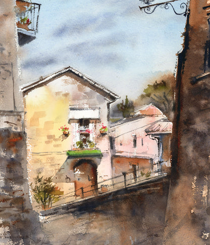 Italian City Scene Watercolor Painting