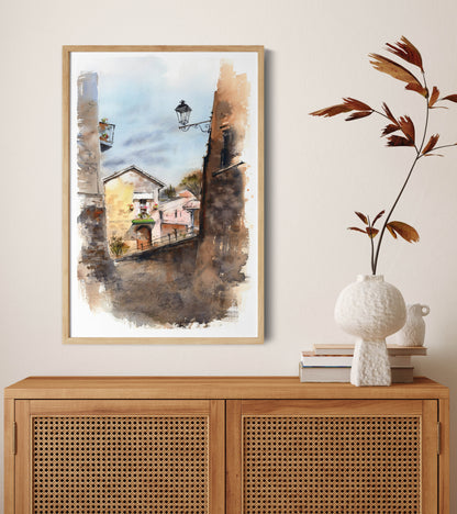 Italian City Scene Watercolor Painting