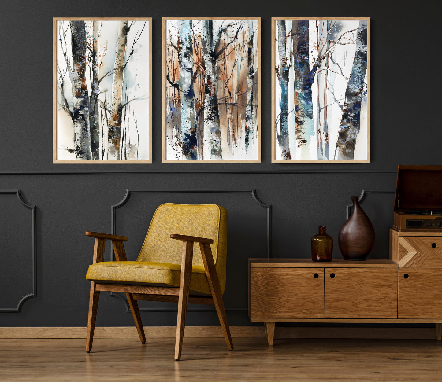 Birch Trees Forest 3 Fine Art Prints Set