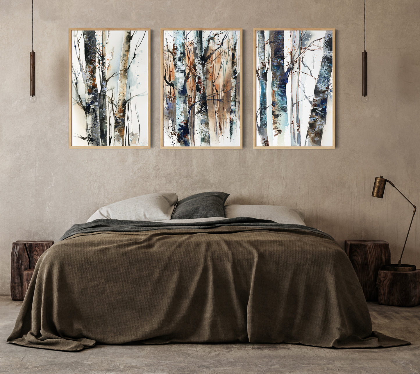 Birch Trees Forest 3 Fine Art Prints Set